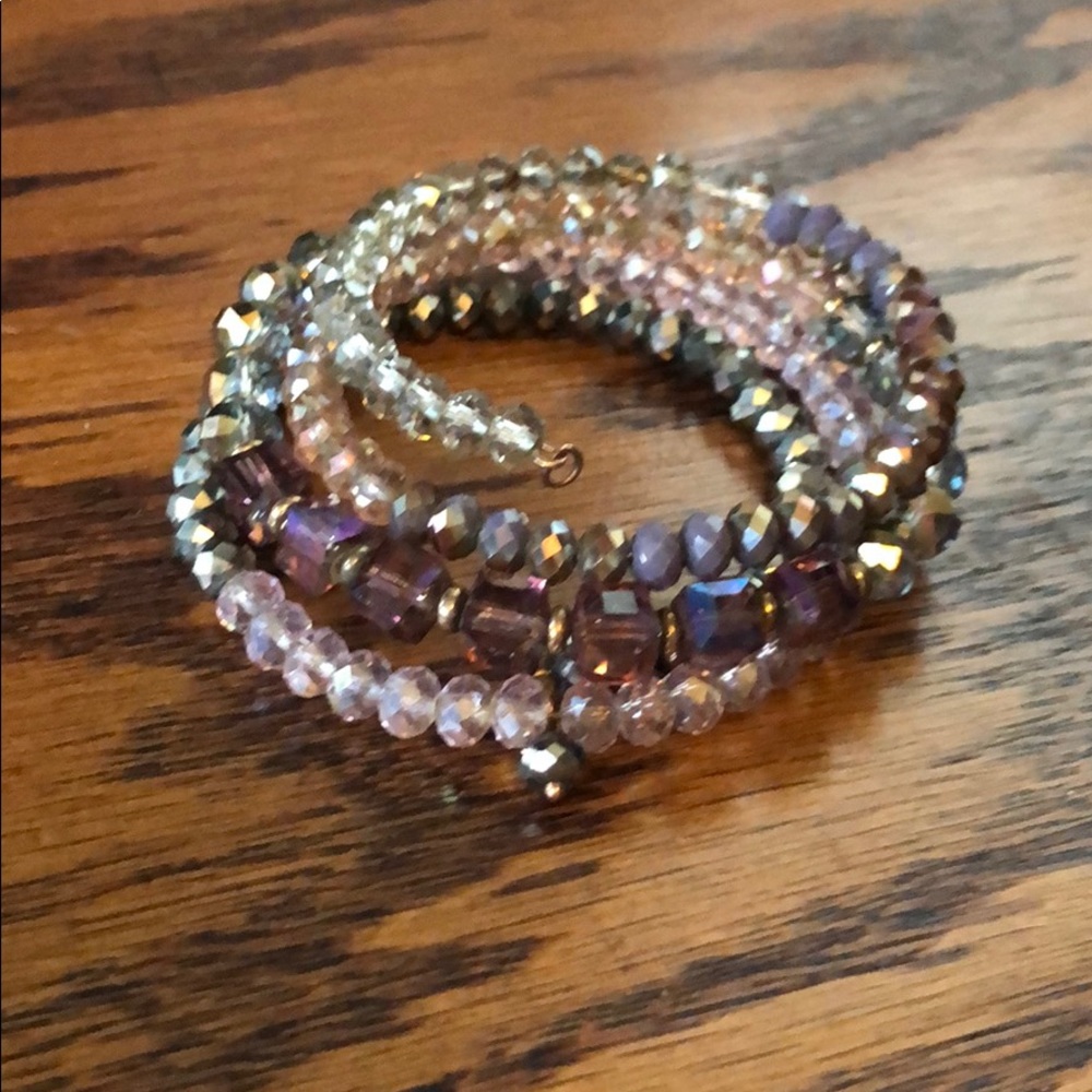 Pink/purple beaded wrap bracelet